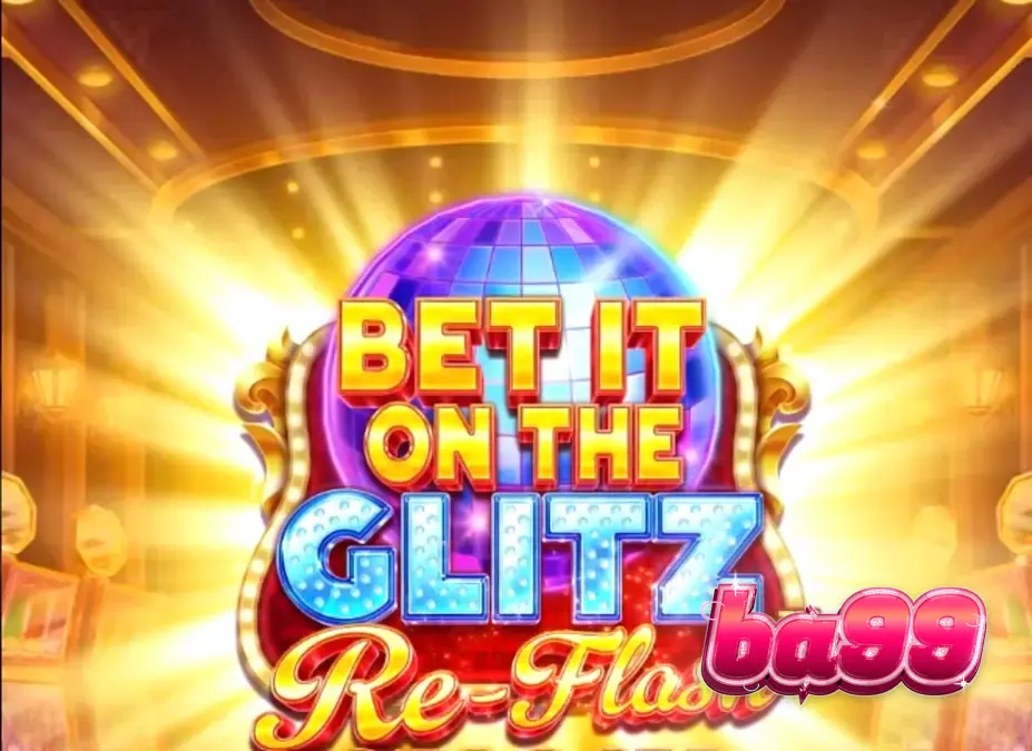 Tampilan visual slot Bet It on the Glitz Re-Flash dengan nuansa neon Vegas